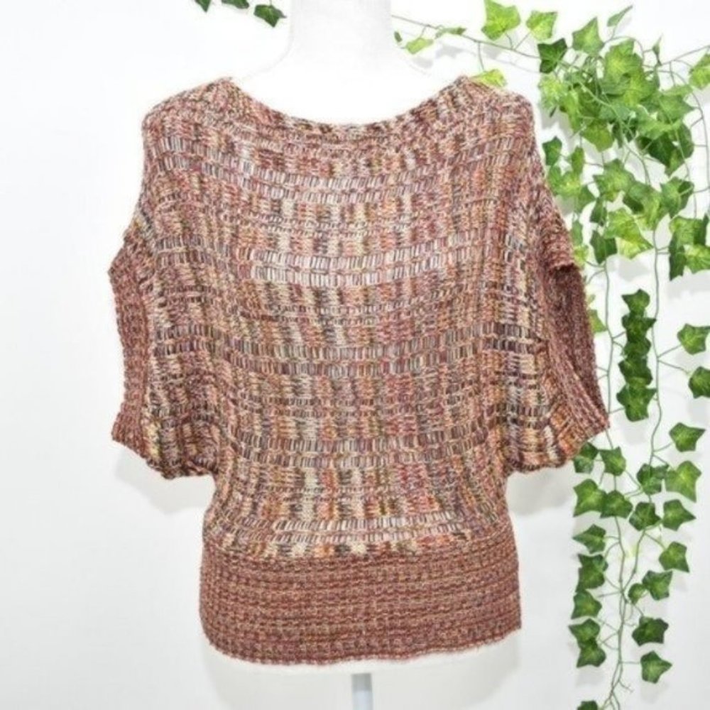 Chesley orange knit sweater pull over blouse top S